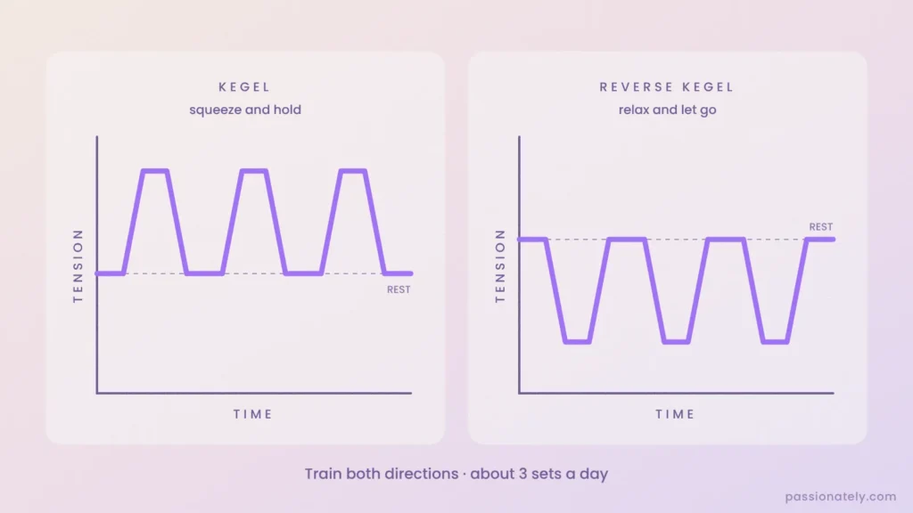 Graph comparing Kegel squeezes with reverse Kegel relaxing of the pelvic floor