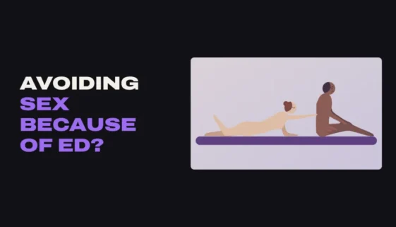 Illustration of a worried man sitting up in bed turned away from his partner, who is reaching out to touch his back