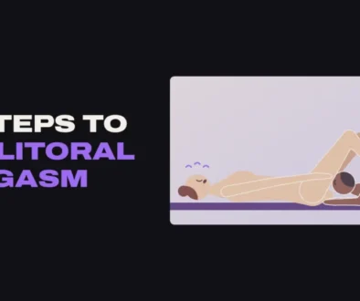 Illustration of a man lying between a woman's legs giving her oral sex while she lies on her back close to orgasm