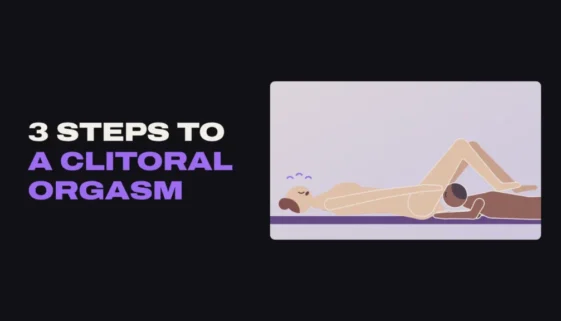 Illustration of a man lying between a woman's legs giving her oral sex while she lies on her back close to orgasm