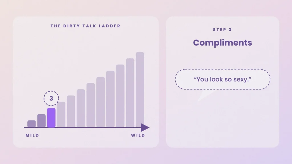 Dirty talk ladder, step 3: compliments