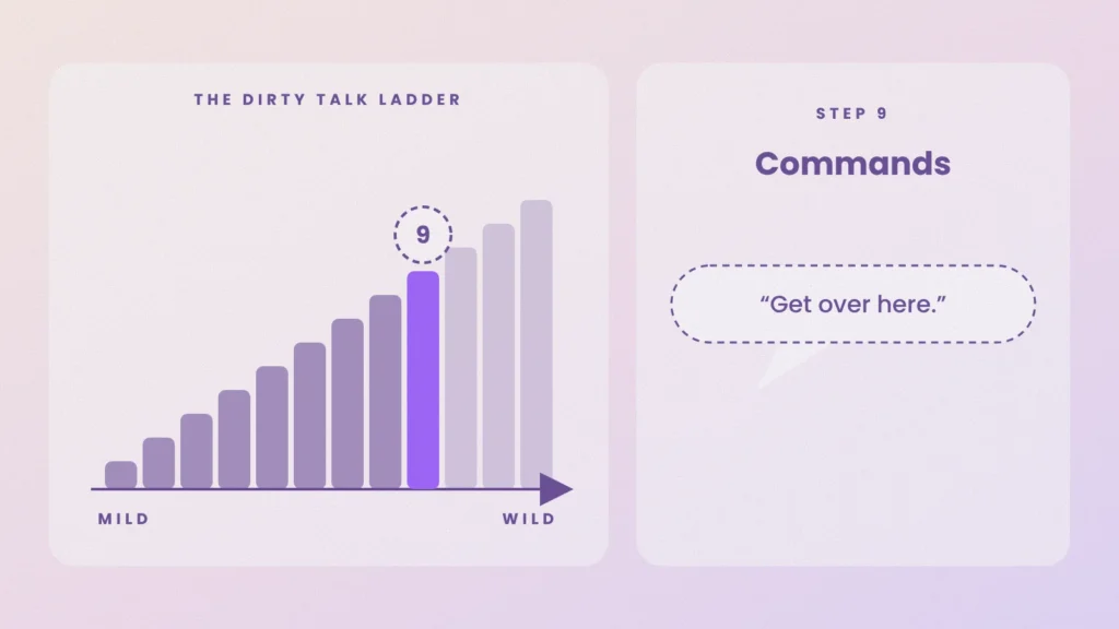 Dirty talk ladder, step 9: commanding language