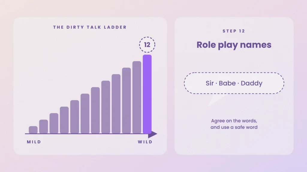 Dirty talk ladder, step 12: role play names