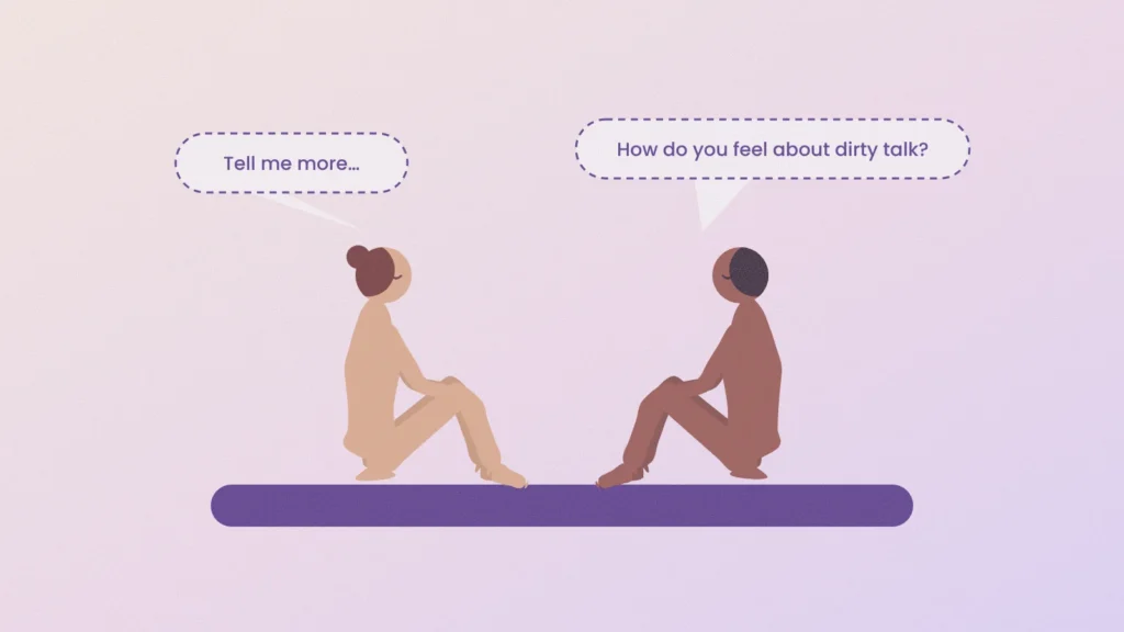 Illustration of a couple sitting and talking about dirty talk