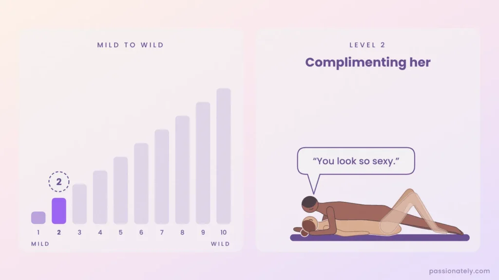 Level 2 of 10 dirty talk levels: complimenting her, he says You look so sexy