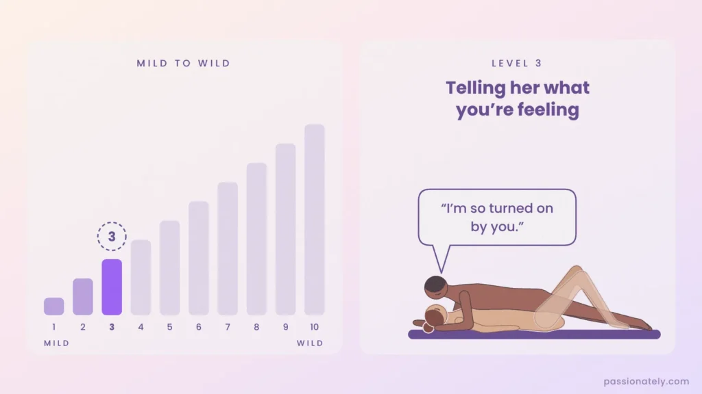 Level 3 of 10 dirty talk levels: telling her what you are feeling, he says I am so turned on by you