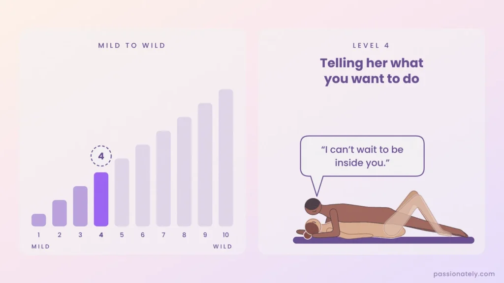 Level 4 of 10 dirty talk levels: telling her what you want to do, he says I can not wait to be inside you
