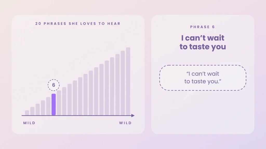 Dirty talk ladder, phrase 6 of 20: I can't wait to taste you