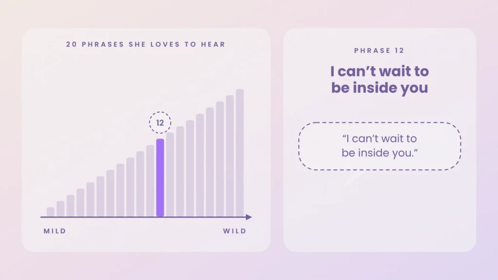 Dirty talk ladder, phrase 12 of 20: I can't wait to be inside you