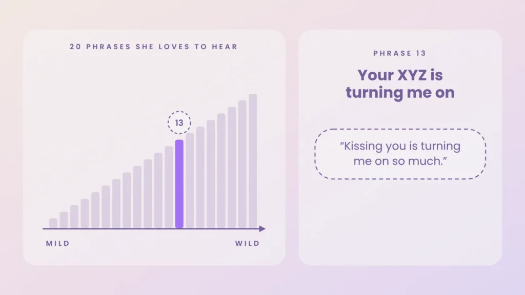 Dirty talk ladder, phrase 13 of 20: your XYZ is turning me on