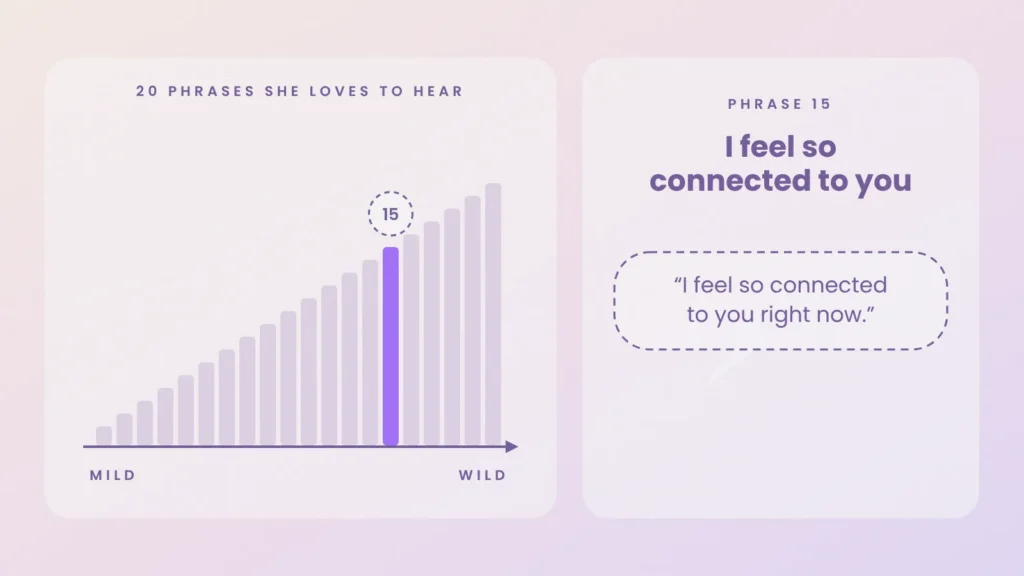 Dirty talk ladder, phrase 15 of 20: I feel so connected to you