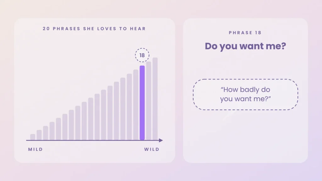 Dirty talk ladder, phrase 18 of 20: do you want me?