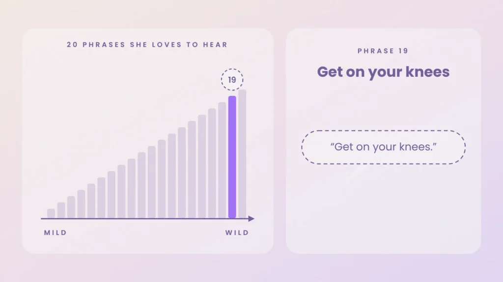 Dirty talk ladder, phrase 19 of 20: get on your knees