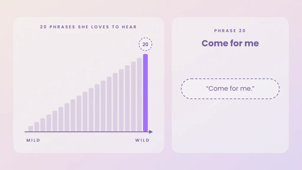 Dirty talk ladder, phrase 20 of 20: come for me