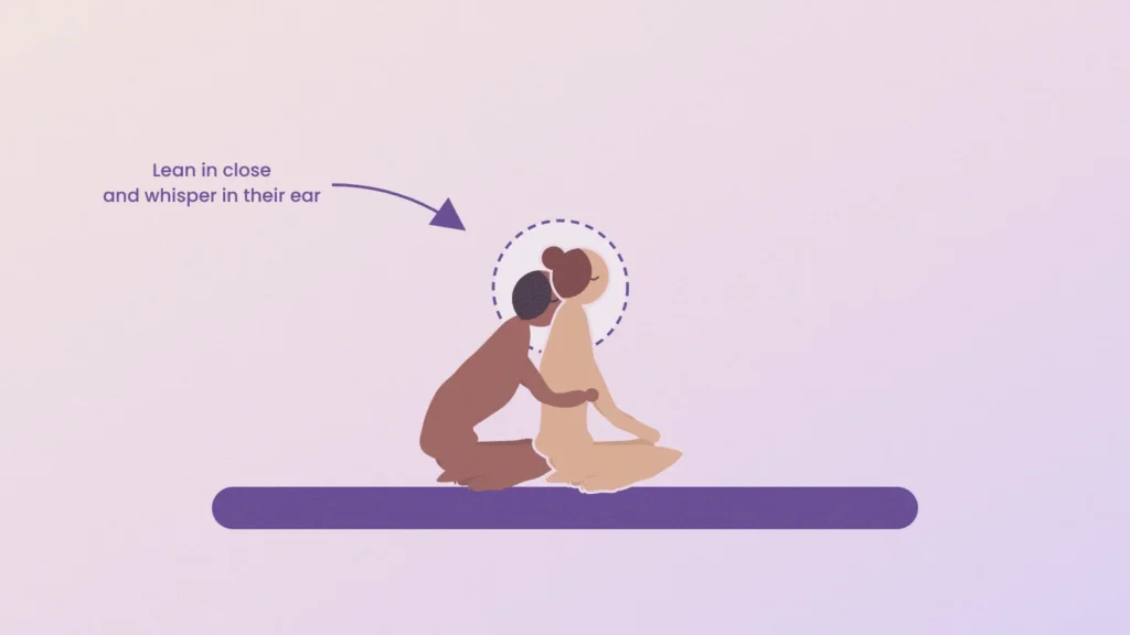 Illustration of a man leaning in to whisper in his partner's ear