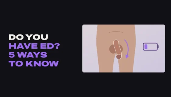 Diagram of a flaccid penis drooping down beside a low battery icon, illustrating erectile dysfunction