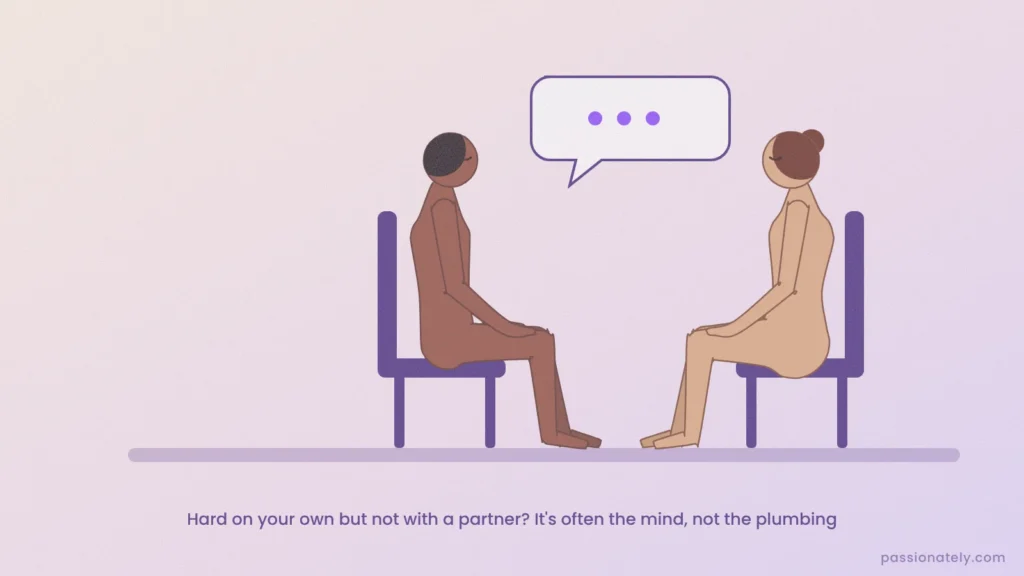 Illustration of a man talking with a therapist while seated