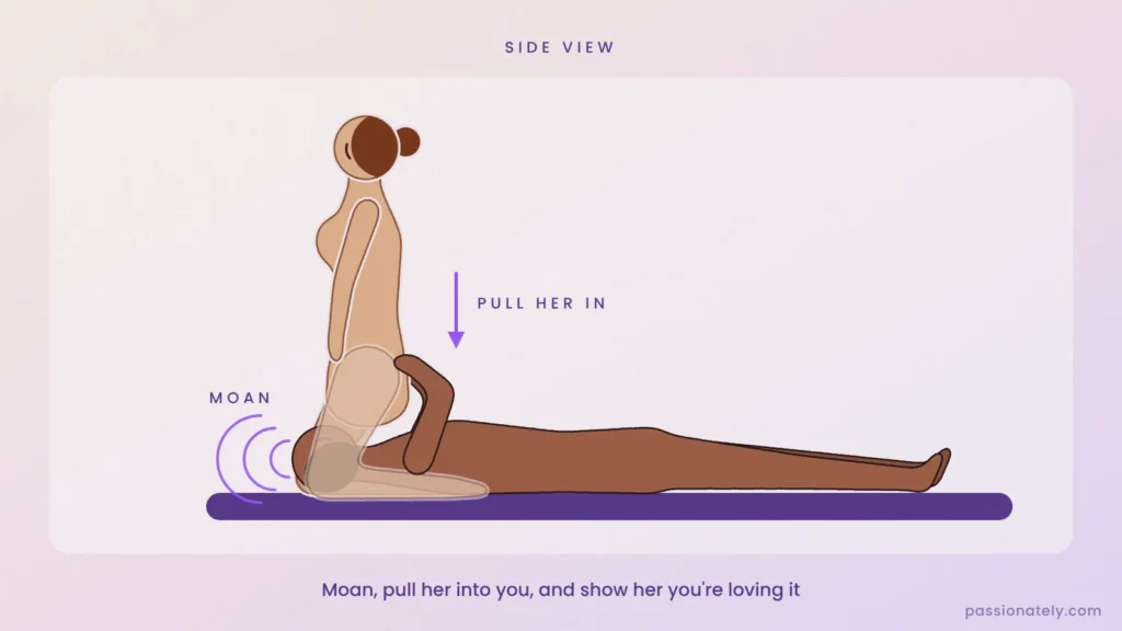 Face sitting side view with him moaning and pulling her hips into his face