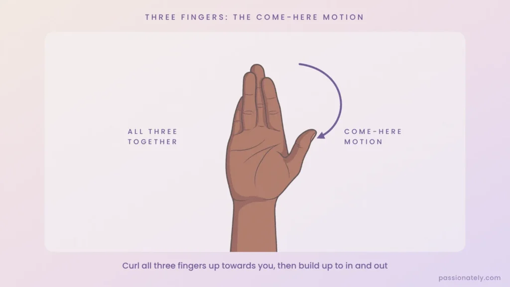 Three fingers together doing the come-here motion
