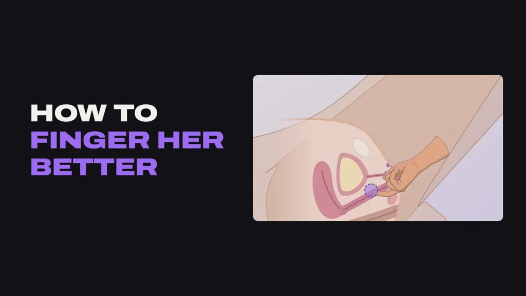 Cross-section of a woman lying on her back with a curled middle finger inside, reaching the roof of the vagina