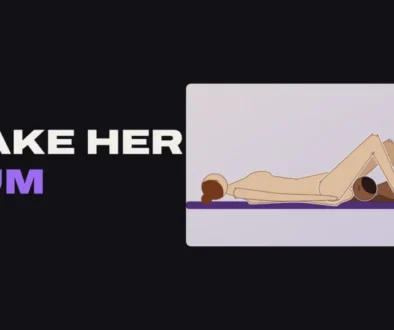 Illustration of a woman lying on her back, knees up, with her partner lying between her legs going down on her