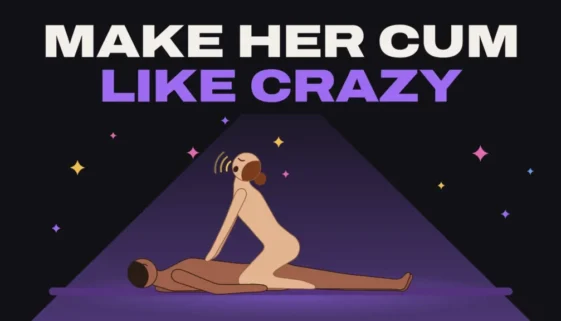 Illustration of a woman on top in cowgirl, back arched and head thrown back in orgasm