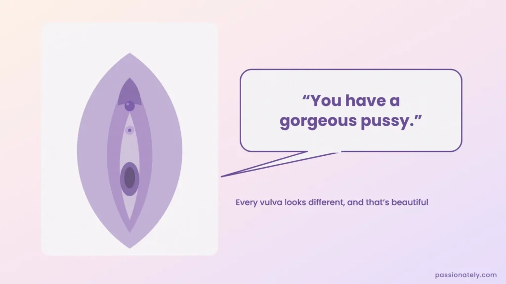 Diagram of a vulva beside the phrase “You have a gorgeous pussy”