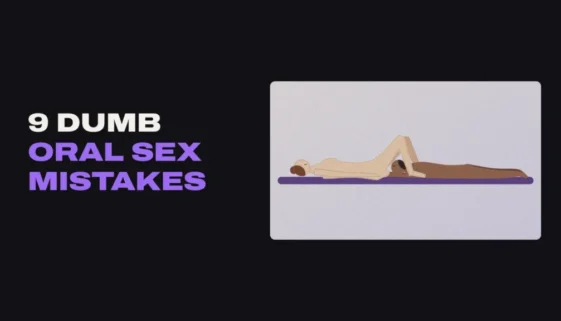 Illustration of a man going down on a woman lying on her back with her knees up