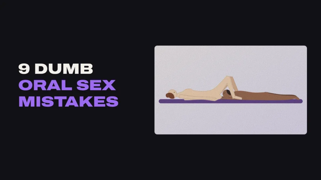 Illustration of a man going down on a woman lying on her back with her knees up