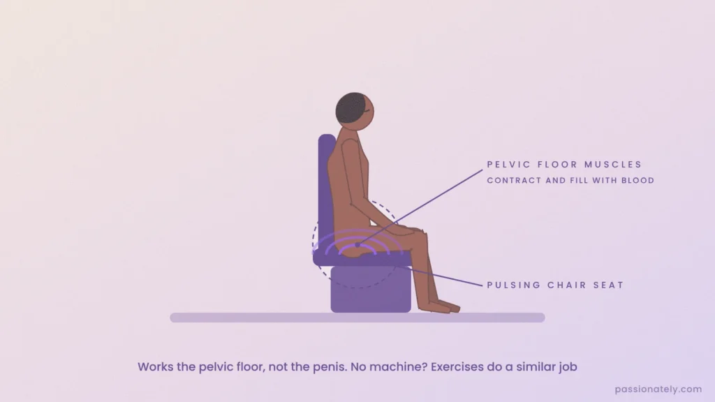Illustration of a man seated on a pelvic floor stimulation chair