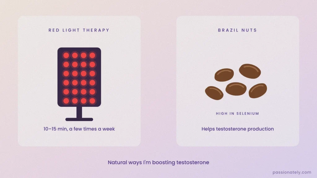 Red light therapy panel and Brazil nuts, which are high in selenium