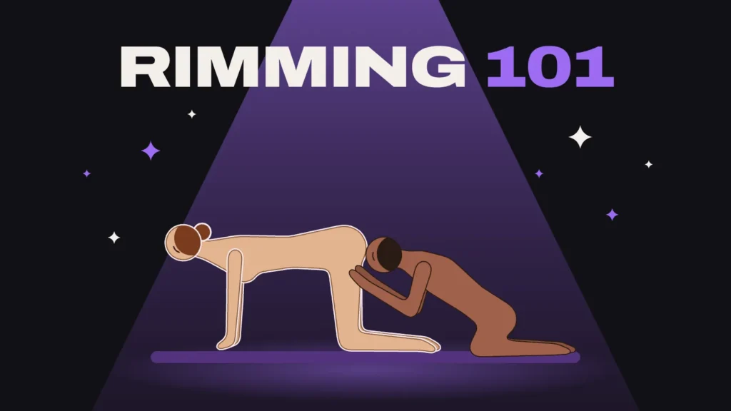 Rimming from behind: she is on all fours and he kneels behind her, licking her ass