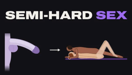 Title card: a semi-erect penis bending, then a couple in the missionary grinding position