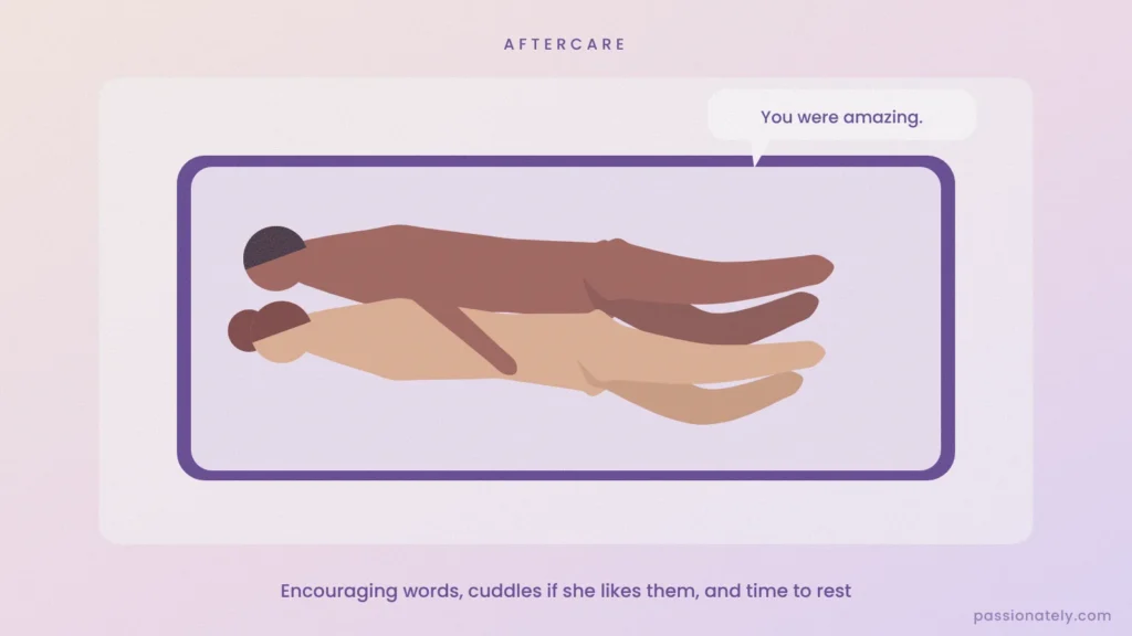 Aftercare illustration of a couple cuddling, with the words You were amazing