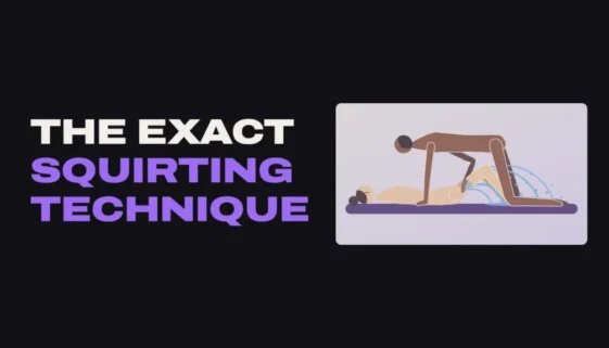 Illustration of a woman lying on her back with her knees up while her partner kneels over her, supporting himself with one hand on the bed and fingering her with the other