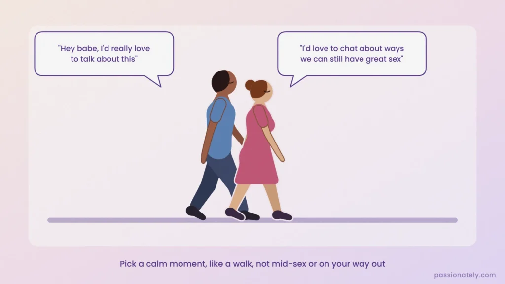 Illustration of a couple talking about erectile dysfunction while out on a walk