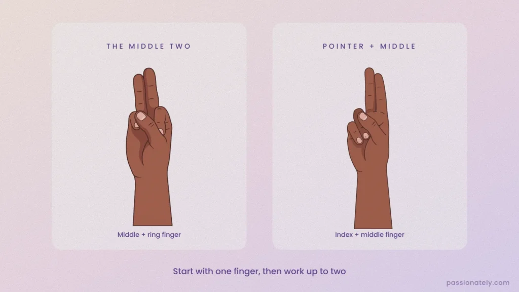 Two hand positions for two-finger fingering: middle and ring finger, or pointer and middle finger