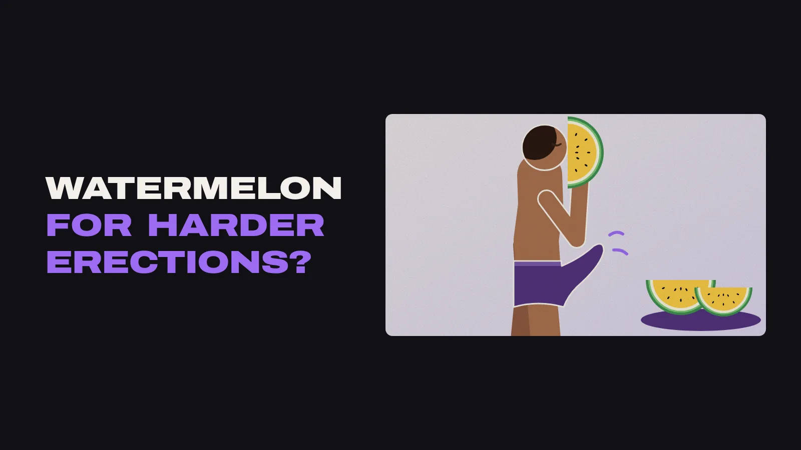 Illustration of a man eating a slice of yellow watermelon with an erection showing through his underwear